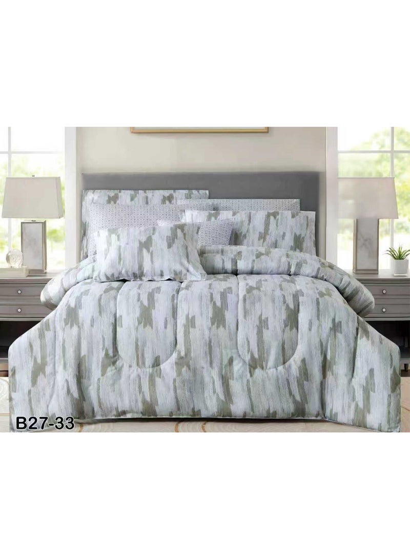 SFT Luxury summer double bed sheet set made of microfiber material, 8 pieces: 1 quilt 260*240cm, 1 sheet 200*200cm, 4 pillowcases 50*75cm, 2 cushion covers 45*45cm. - Image 1
